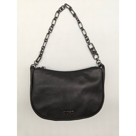 MICHAEL KORS Kendall leather chain link pouchette bracelet small bag BLACK -Used - Picture 1 of 11